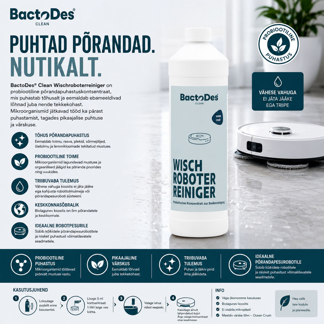 BactoDes® Clean Wischroboterreiniger - probiootiline põrandapuhastuskontsentraat