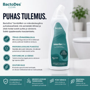 BactoDes® SanitärRein – mikrobioloogiline sanitaarpuhastusvahend ja lõhnaeemaldaja 750 ml