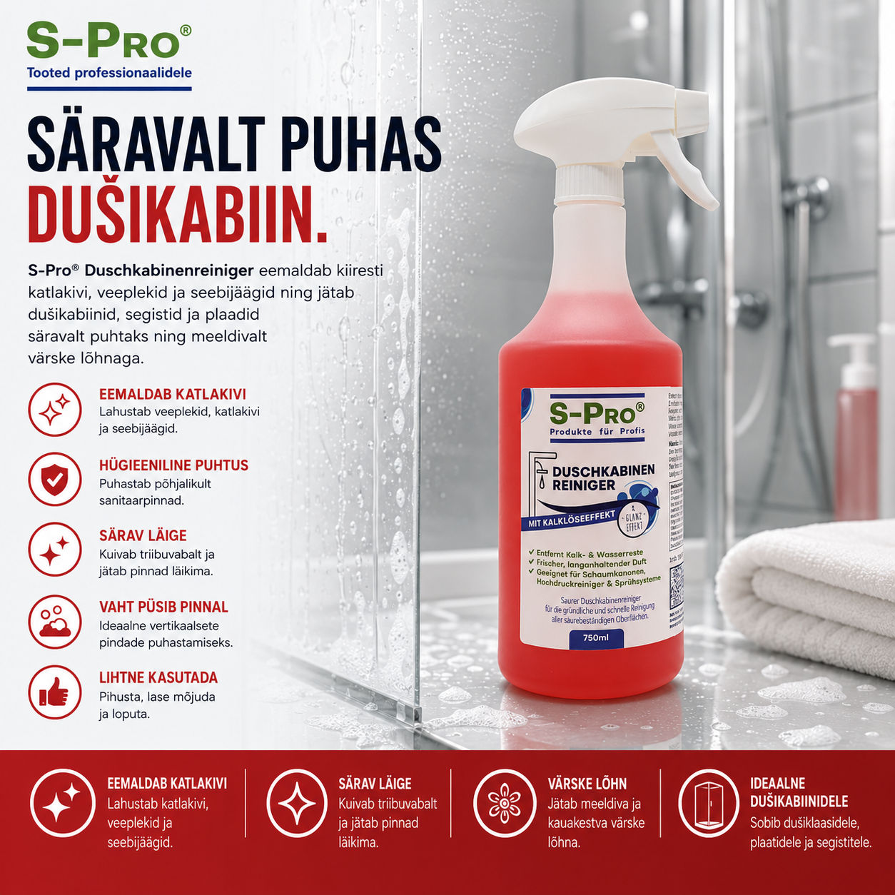 S-Pro® dušikabiinide ja sanitaarpindade puhastusvahend 750 ml